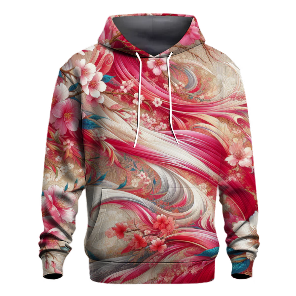 Fiery Cherry Blossom Burst Hoodie