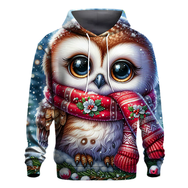 Cozy Christmas Owl in a Scarf Hoodie