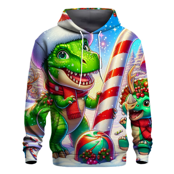 Festive Dinosaurs Celebrating Christmas Hoodie