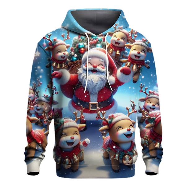 Jolly Santa's Reindeer Crew Hoodie