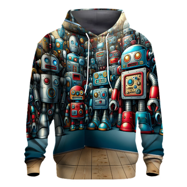 Futuristic Neon Robots Hoodie