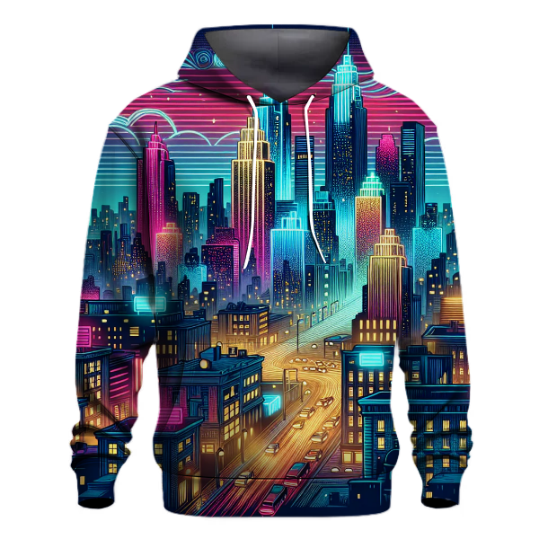 Neon Retro Cityscape Hoodie