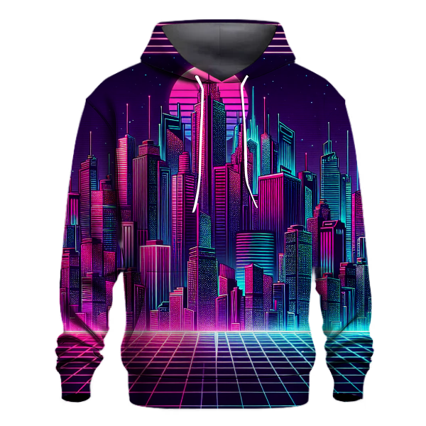 Neon Synth Skyline Hoodie