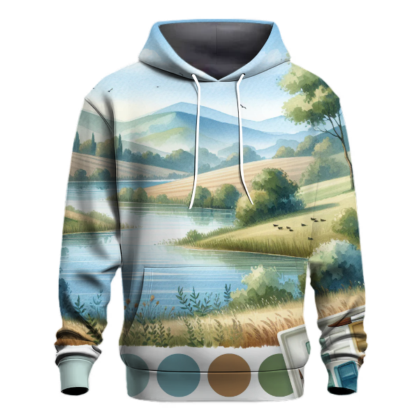 Serene Watercolor Landscape Hoodie