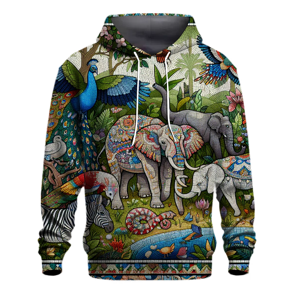 Vibrant Animal Mosaic Hoodie