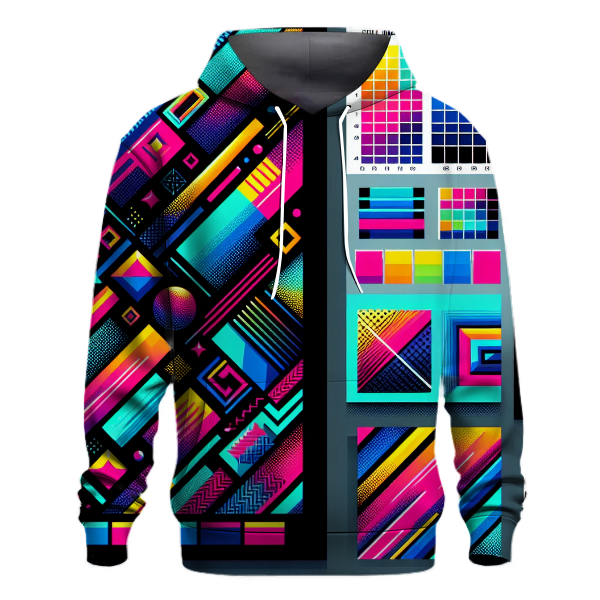 Neon Geometric Madness Hoodie