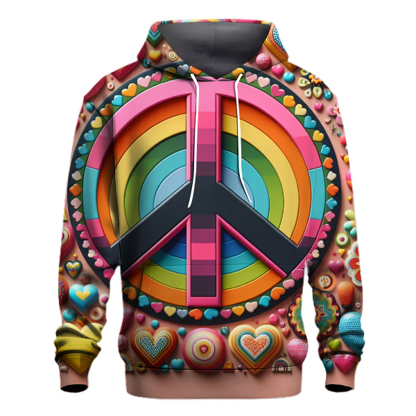 Peace and Love Pattern Hoodie