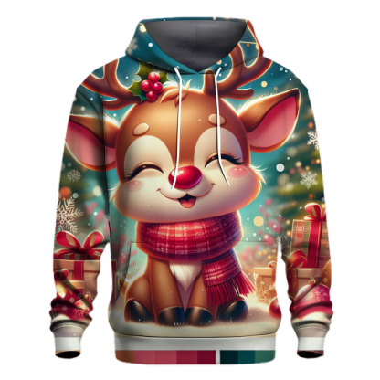 Charming Christmas Reindeer Design Hoodie