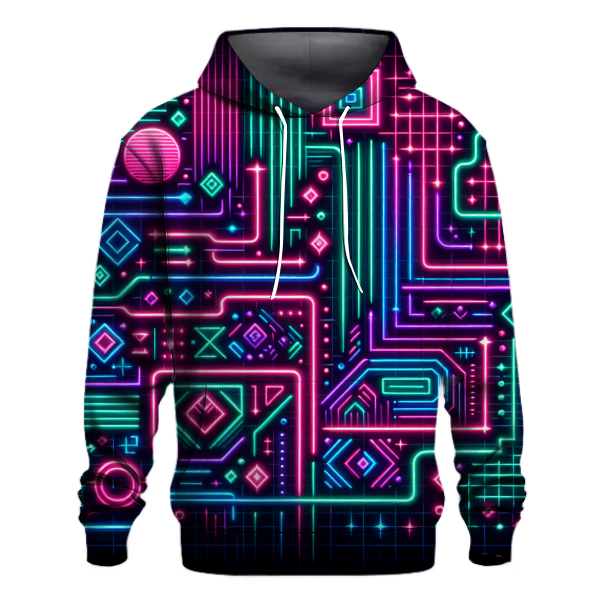 Neon Grid Lines Design Hoodie