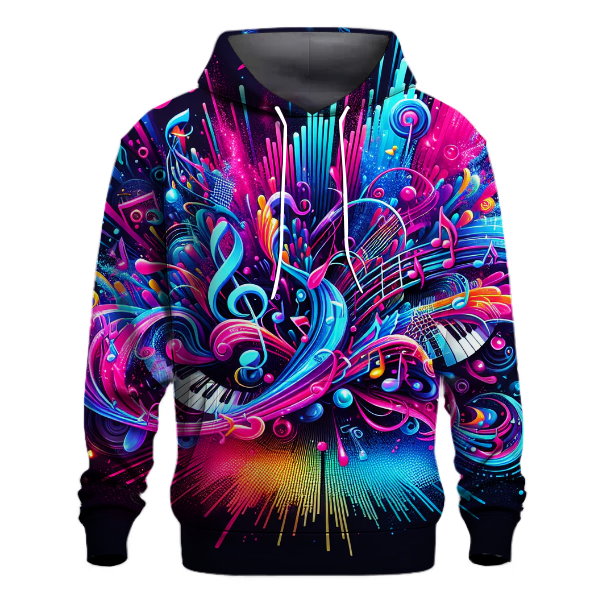 Neon Music Waves Hoodie