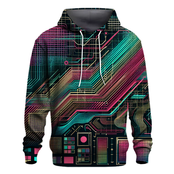 Retro Tech Grid Design Hoodie