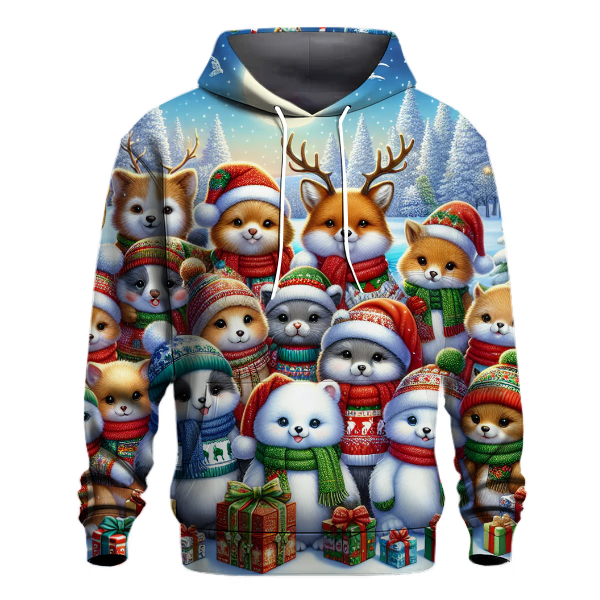 Merry Christmas Animals Gathering Hoodie