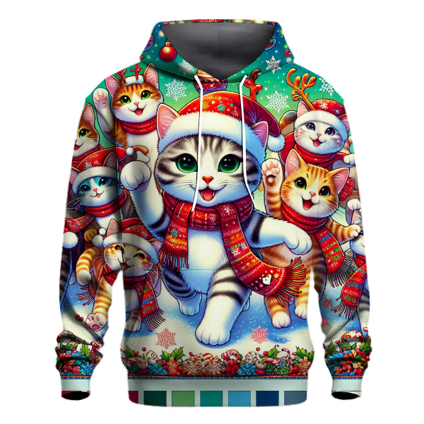 Joyful Christmas Cat Parade Hoodie
