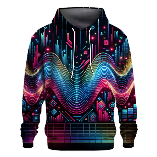 Neon Techno Waves Hoodie