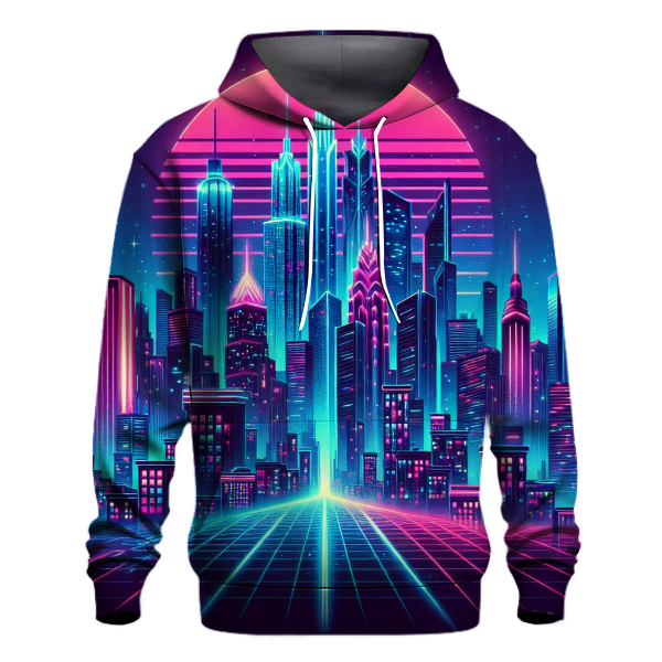 Neon Synth Cityscape Hoodie