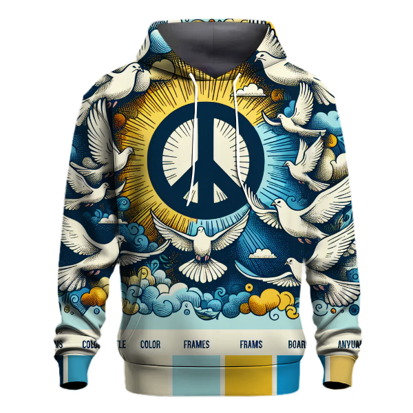 Bold Peace Sign and Doves Hoodie