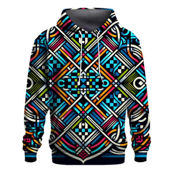 Neon Checkered Design Hoodie