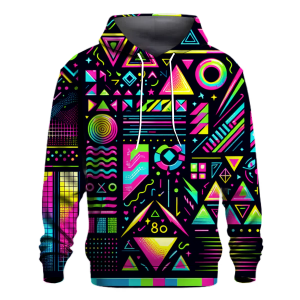 Vibrant 80s Neon Patterns Hoodie