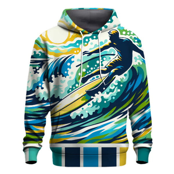 Vibrant 80s Wave Surfer Hoodie