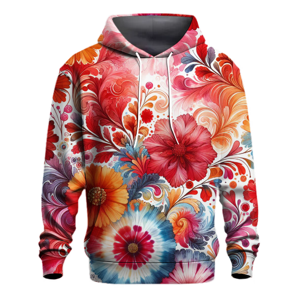 Fiery Blossom Tie-Dye Design Hoodie