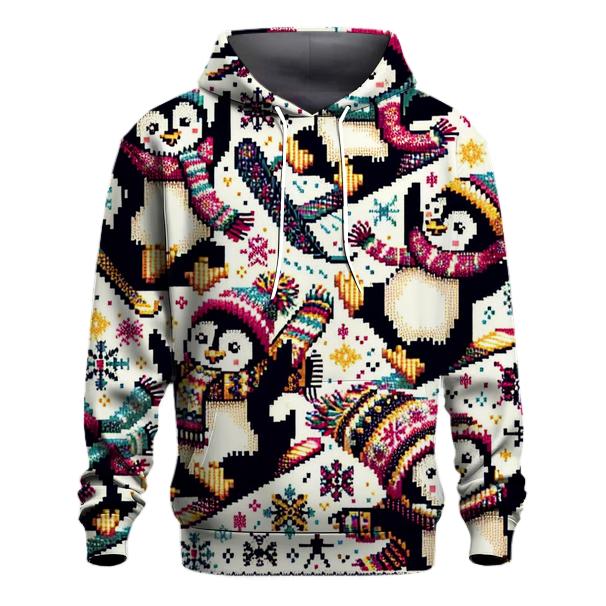 Joyful Penguins and Snowflakes Design Hoodie