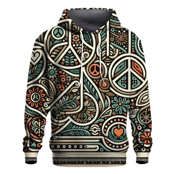 Peace and Love Motif Hoodie