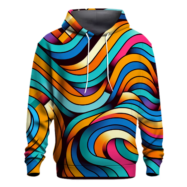 Funky 70s Geometric Waves Hoodie