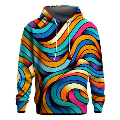 Funky 70s Geometric Waves Hoodie
