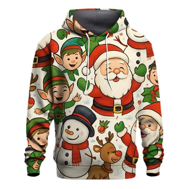 Festive Holiday Characters Collage Hoodie