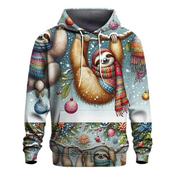 Festive Winter Sloths in Scarves Hoodie