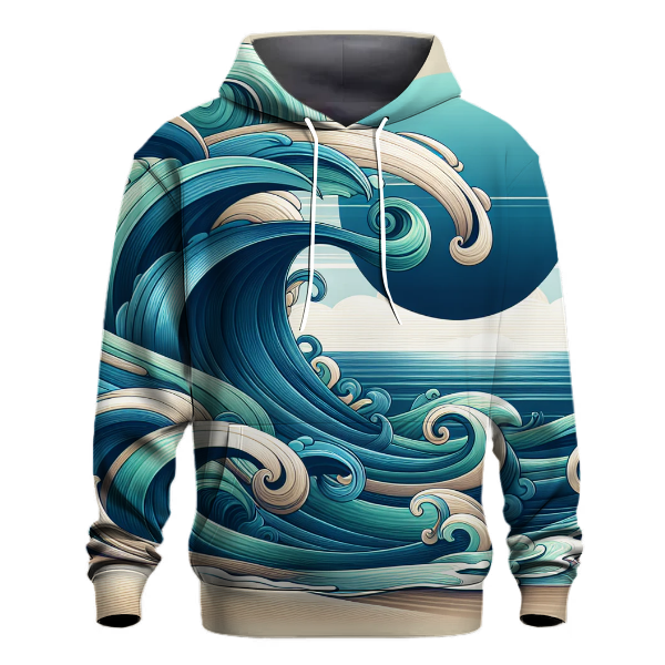 Artistic Oceanic Waves Hoodie