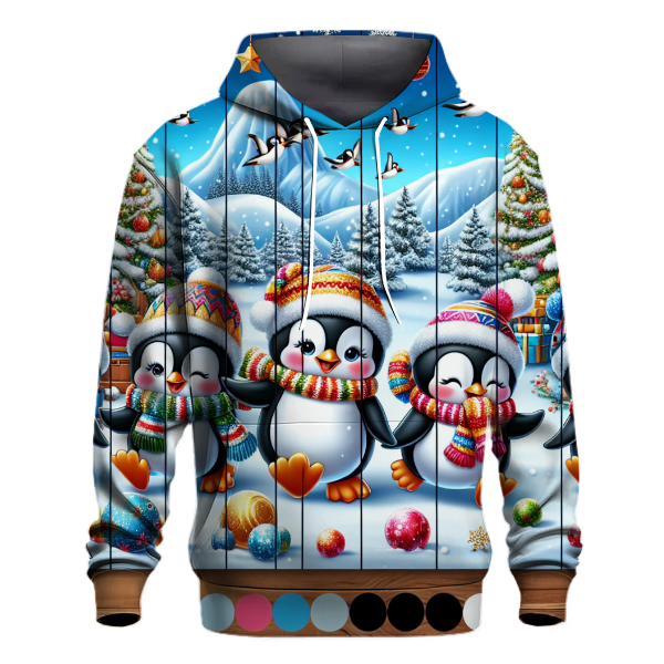 Joyful Snowy Penguin Friends Hoodie