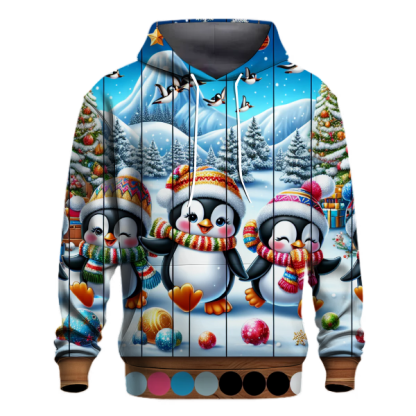 Joyful Snowy Penguin Friends Hoodie