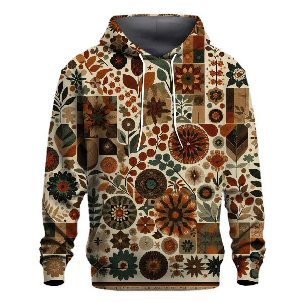 Earthy Floral Patchwork Hoodie