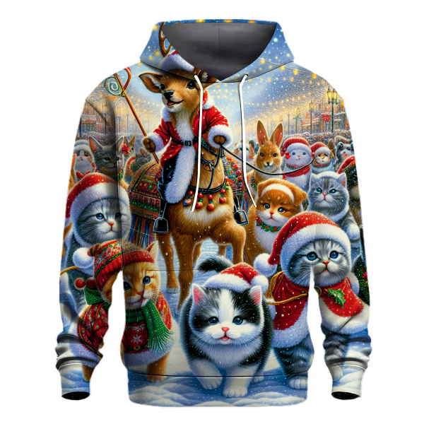 Playful Christmas Animal Parade Hoodie