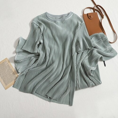 Two Piece O-Neck T-Shirt And Slit Pants For Women-Soco Hoodie