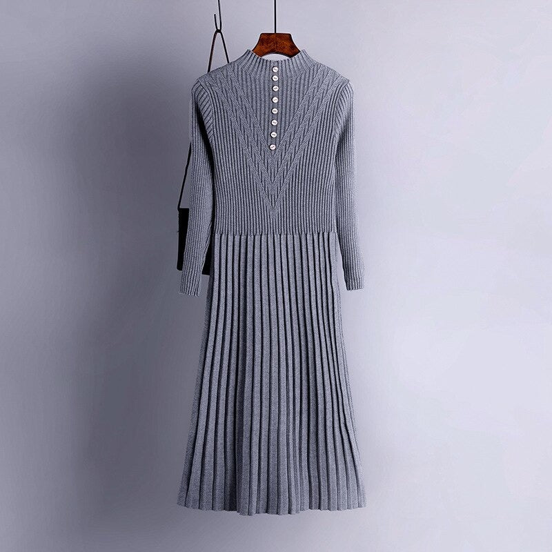 Thickened Straight Woolen Long Knitted Sweater Dress-Soco Hoodie