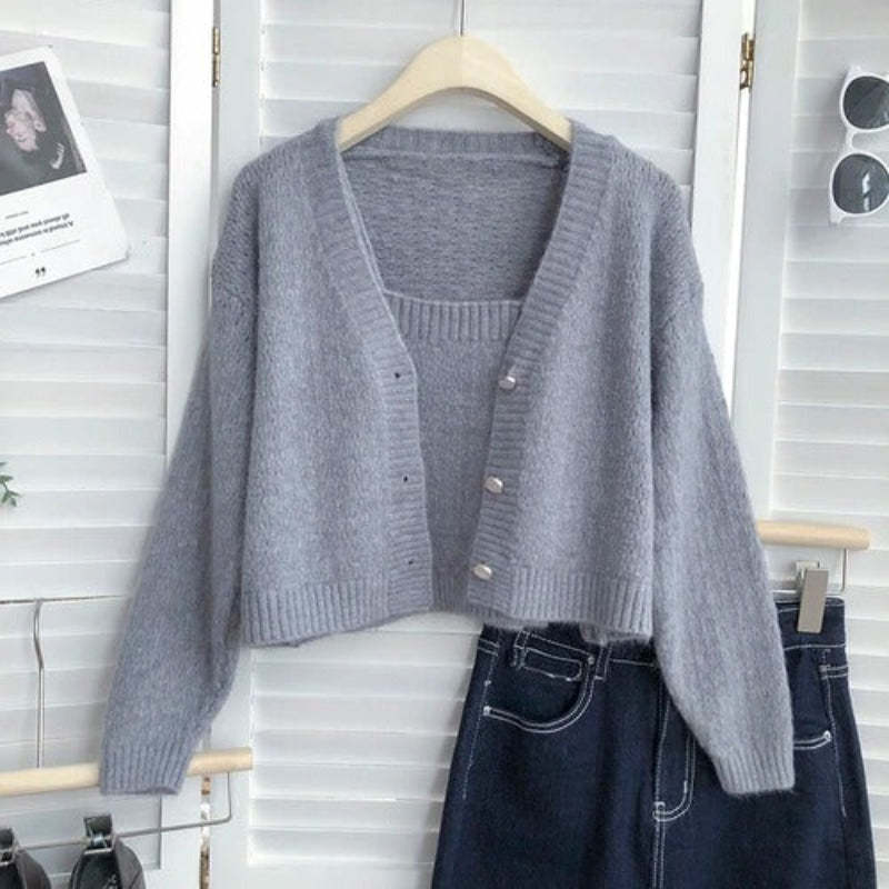 Long-Sleeved Knitted Cardigan With One-Piece-Soco Hoodie
