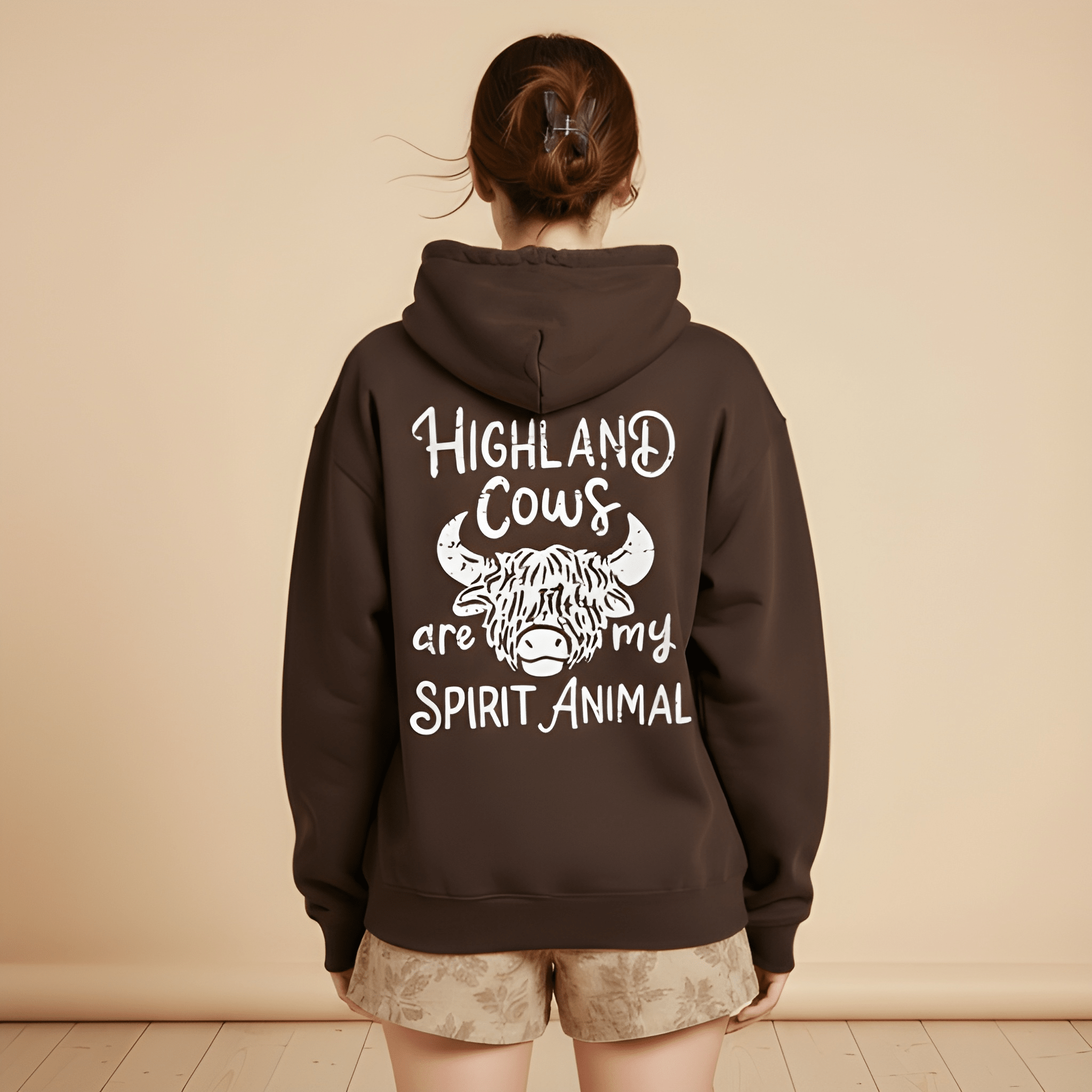 Oversized Highland Cow Graphic Hoodie