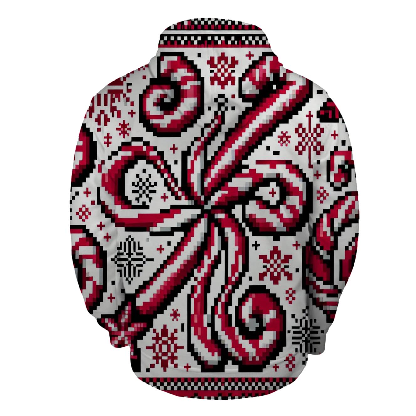 Candy Cane Whirl Design Half Zip Hoodie