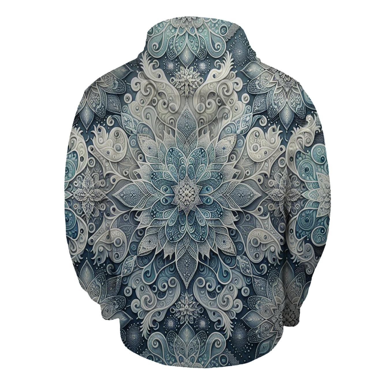 Joyful Snowflake Tapestry Design Half Zip Hoodie