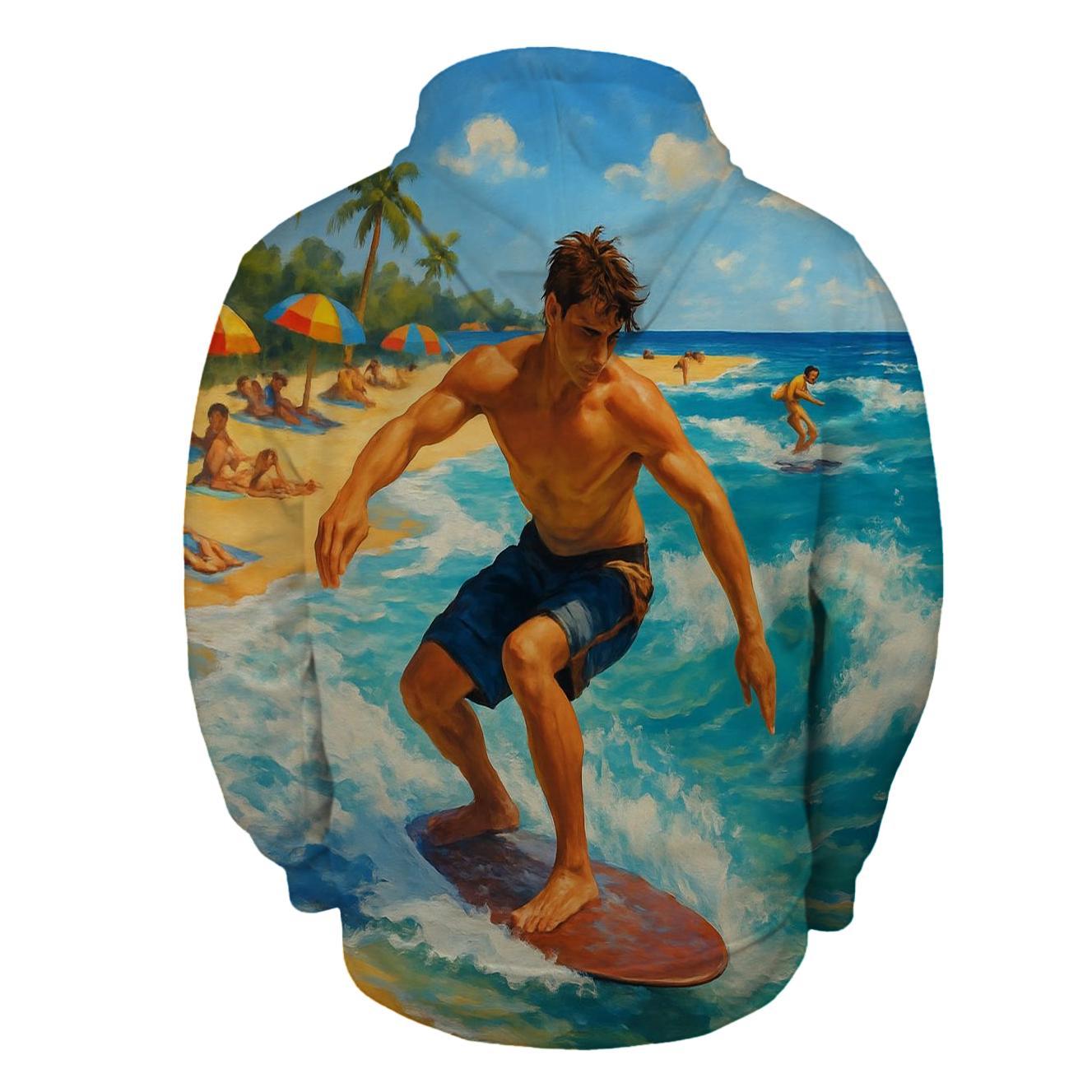 Skimboarding Wave Rider Half Zip Hoodie