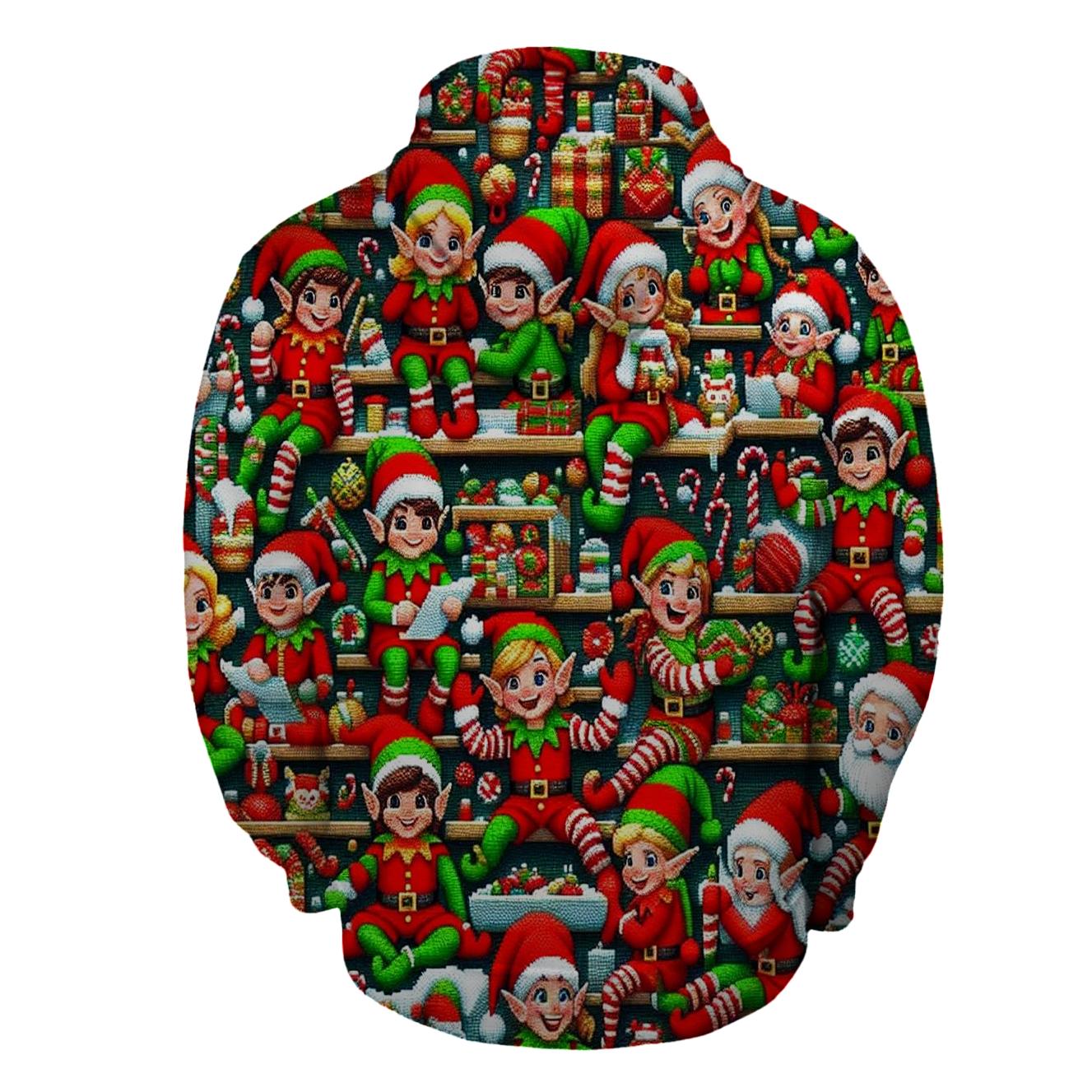 Merry Elf Workshop Design Half Zip Hoodie