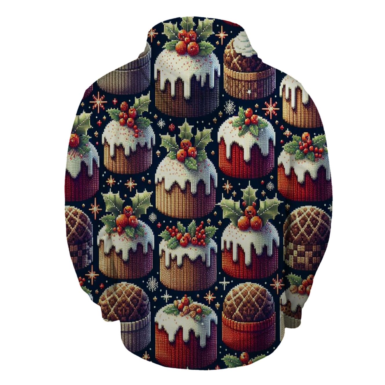 Christmas Pudding Delight Design Half Zip Hoodie