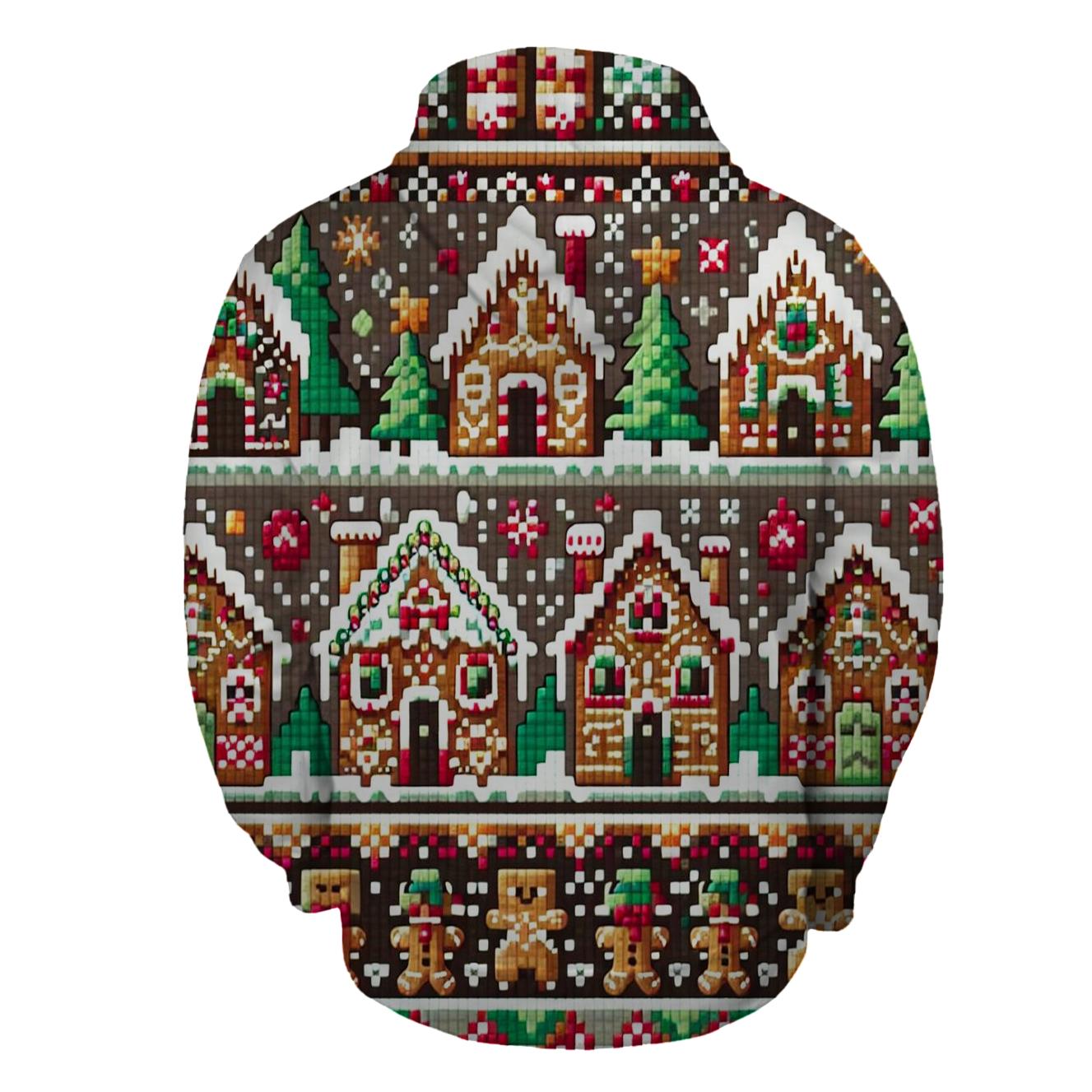 Gingerbread House Wonderland Design Half Zip Hoodie