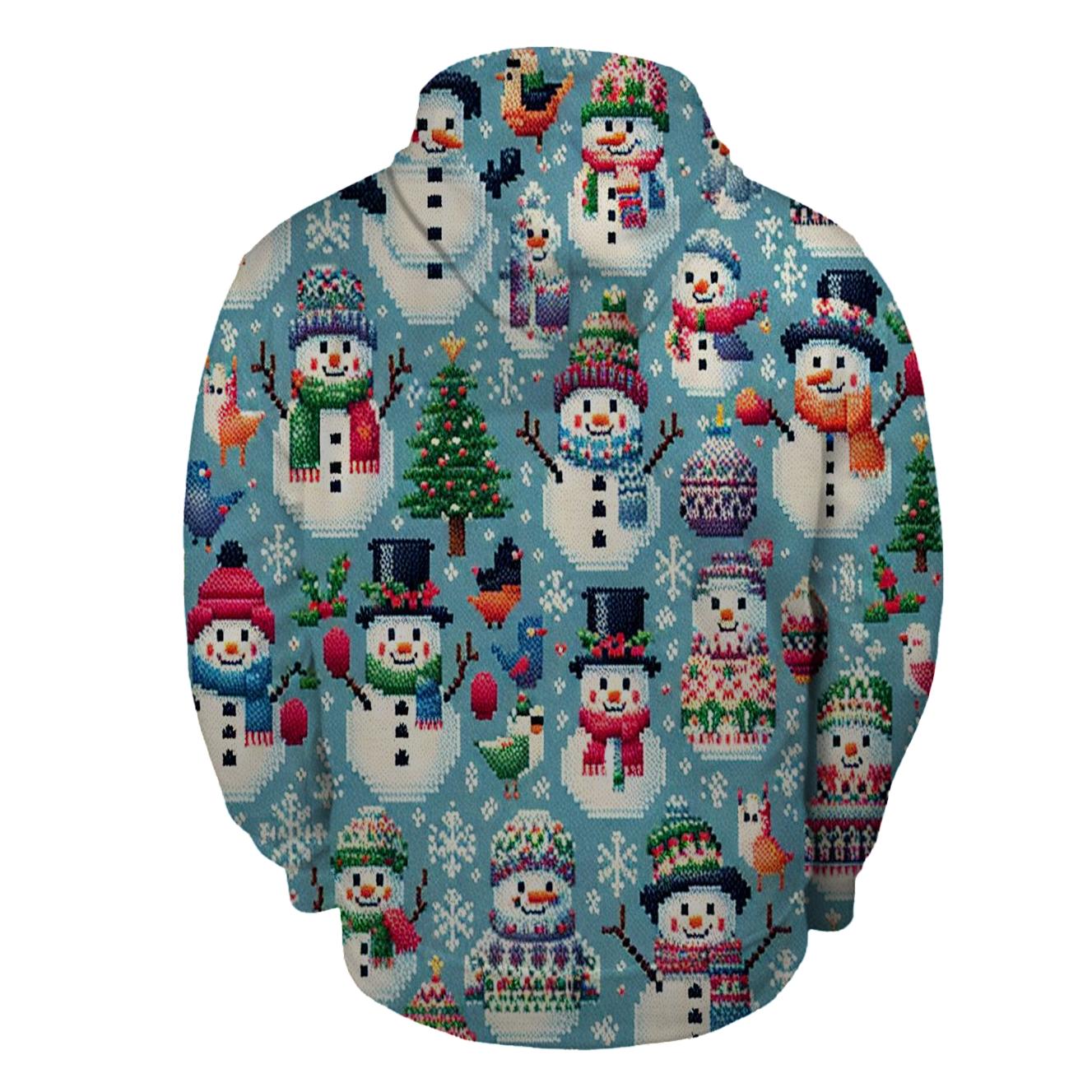 Whimsical Snowman Gathering Design Half Zip Hoodie