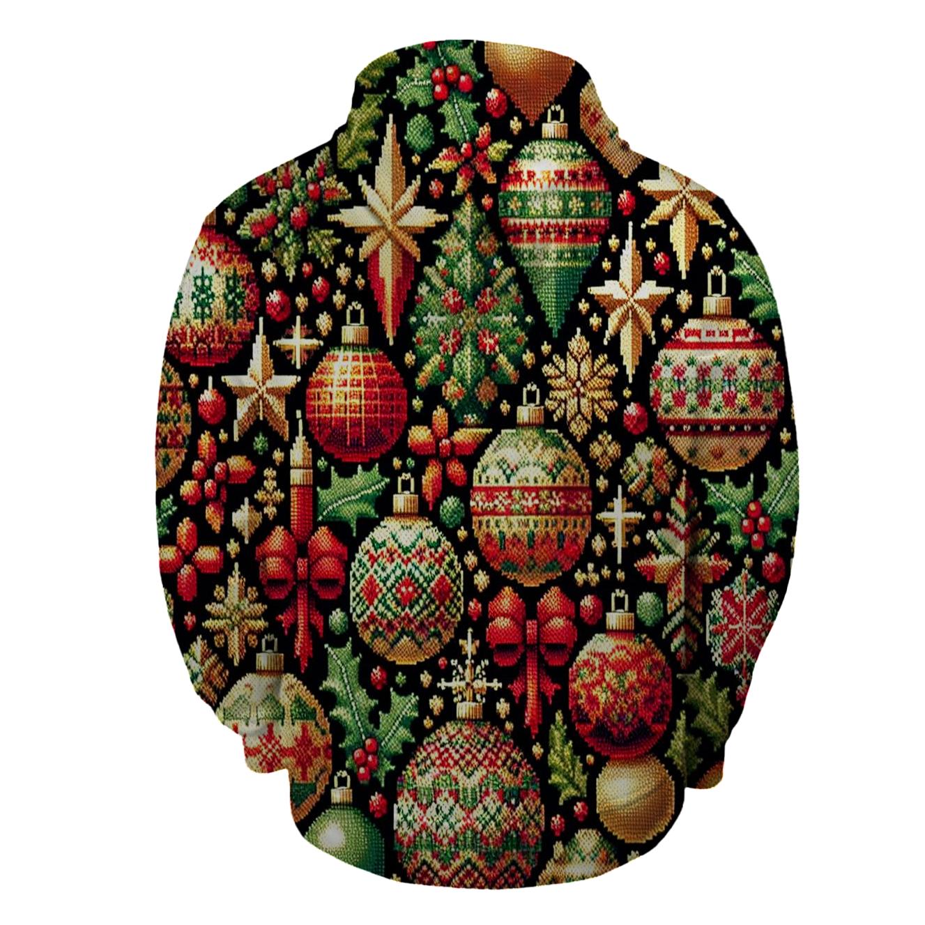 Classic Ornaments Galore Design Half Zip Hoodie