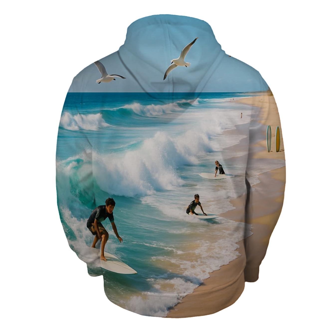 Surfing Waves Half Zip Hoodie