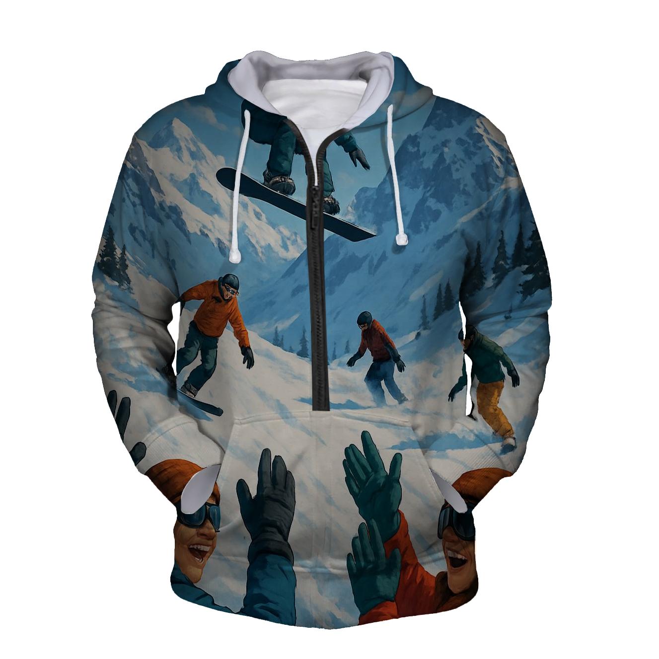 Snowboarding Thrill Half Zip Hoodie