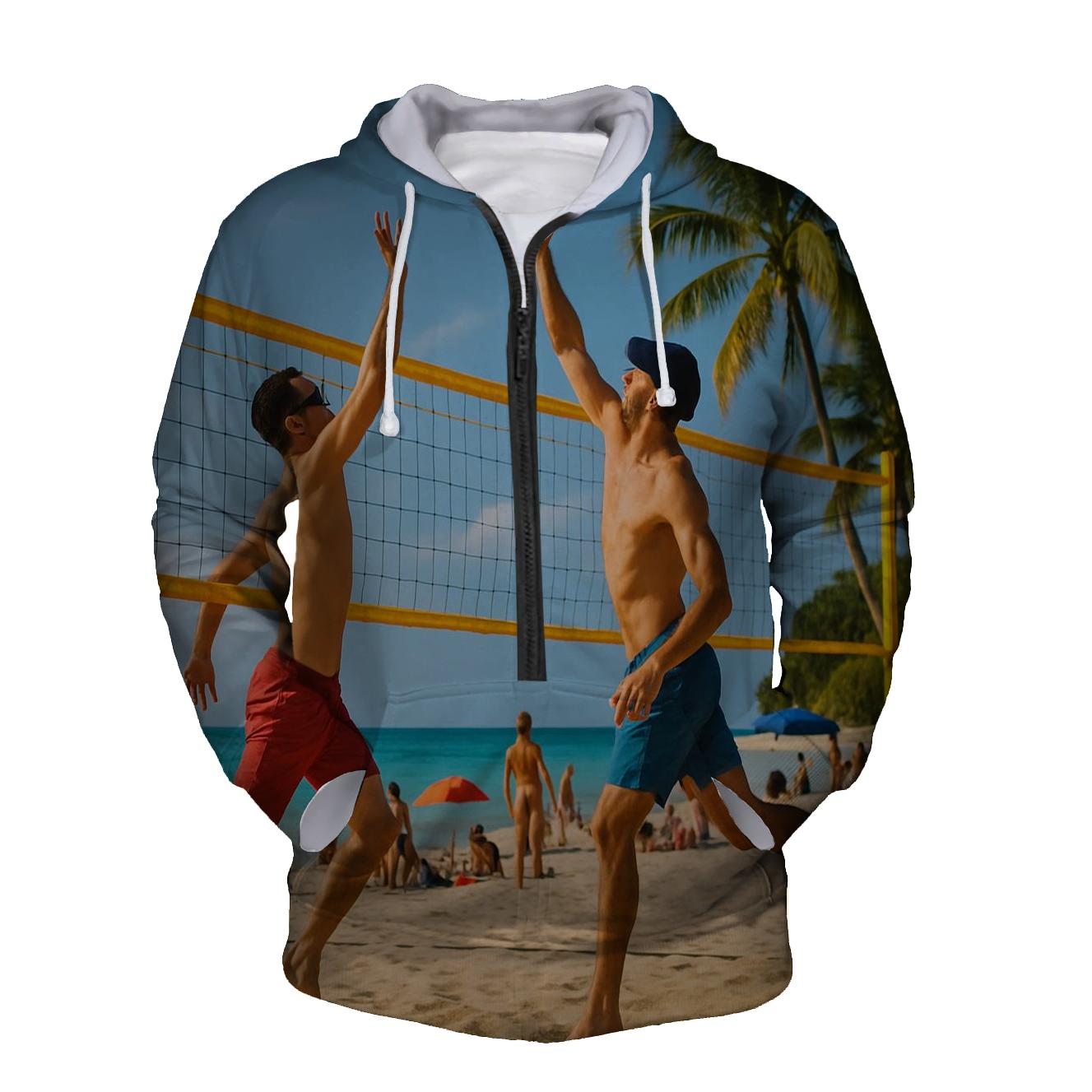 Beach Volleyball Vibes Half Zip Hoodie